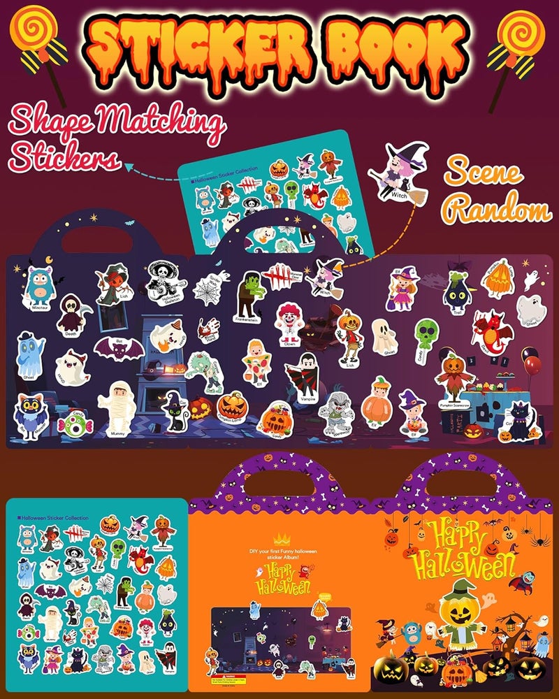 Benresive Reusable Sticker Books for Kids, Sticker Books for Toddlers, Toddler Travel Toys Activities Crafts Ages 3 and Up Birthday Gifts - Halloween - Image 2